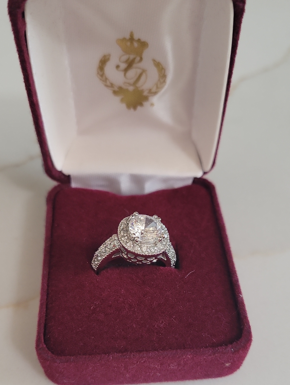 Premier Designs Silver-Tone Halo Cushion Ring with Clear Stone
